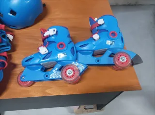 Patines, Casco y Protecciones Oxelo Azul