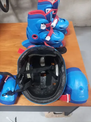 Patines, Casco y Protecciones Oxelo Azul
