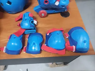 Patines, Casco y Protecciones Oxelo Azul