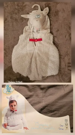 Costume Carnevale Pecorella Bambino 3-12 Mesi