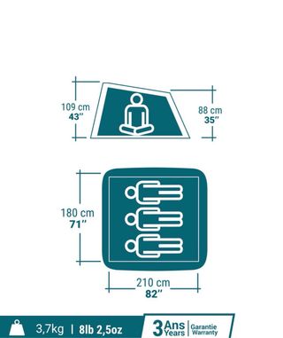 Tienda campaña Quechua 2 Seconds 3 personas
