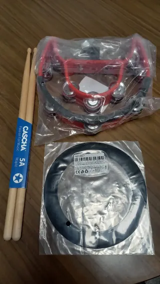 Lote Batería Percusión Baquetas, Pandereta.. NUEVO