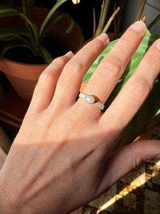 Anillo Plata y Perla Blanca