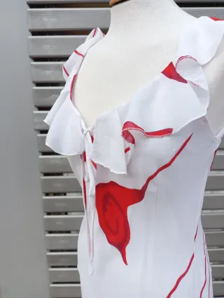 Vestido Al bies Estampado Rojo y Blanco