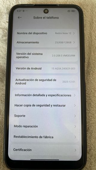 Móvil Negro redmi note 12