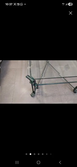 Mesa de centro cristal y metal negra