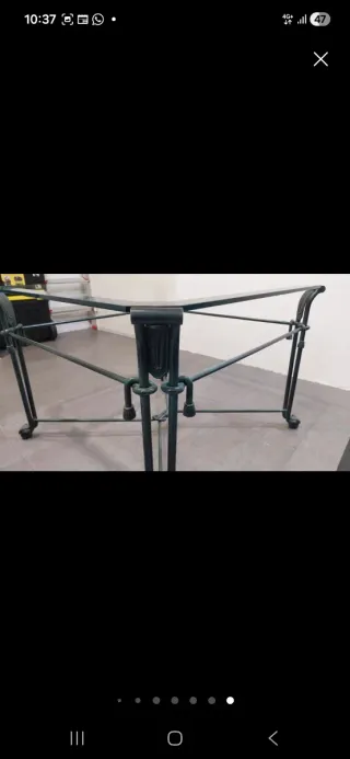 Mesa de centro cristal y metal negra