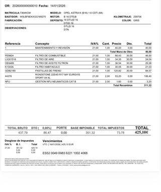 🚗 OPEL ASTRA 1.7 CDTI 110CV (2018) – GARANTÍA 1 A