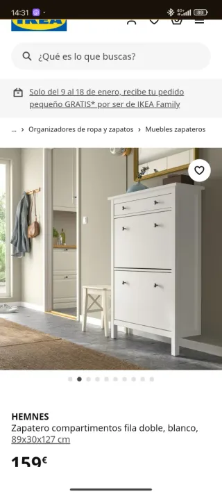 Zapatero Ikea Hemnes Madera Blanco