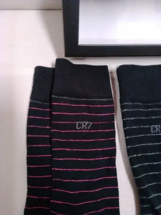 Calzini CR7 righe nere e rosa