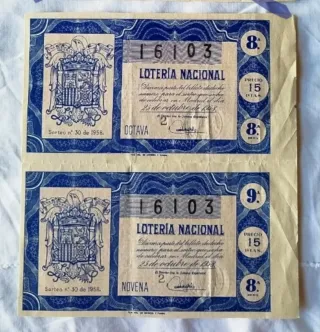 Décimos de lotería antiguos