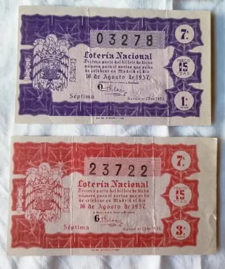Décimos de lotería antiguos