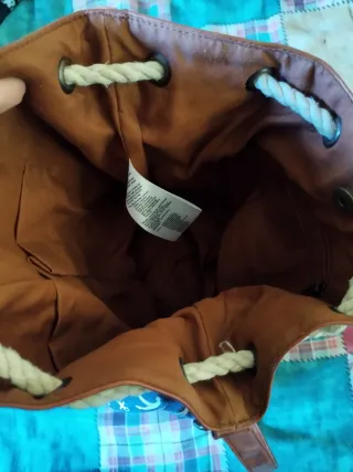 Borsa tela blu marrone ancora