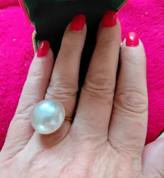 Anillo Oro Laminado 14kl Perla Grande