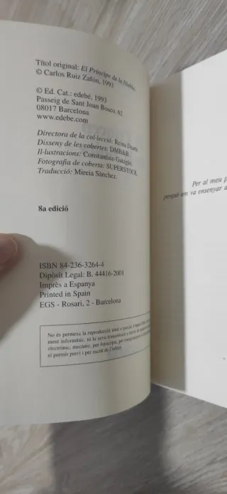 Libro El príncep de la boira català 2001