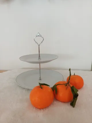 Expositor frutas, repostería. Frutero dos alturas