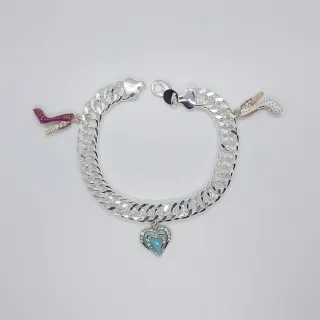 Bracciale artigianale catena argentato charm cuore