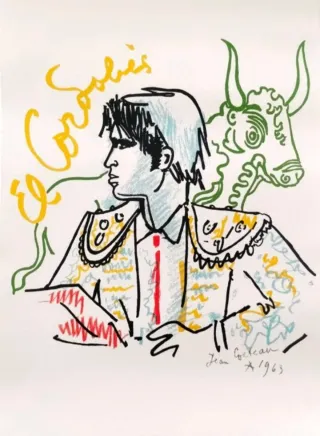 Litografía Jean Cocteau 1963 "El Cordobés"