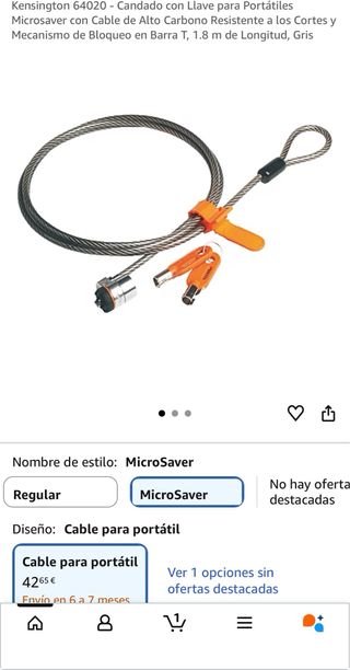 2 Cables de seguridad acero portátil/monitor