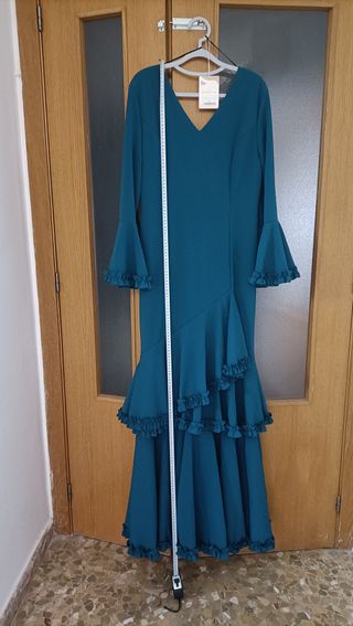 Traje Flamenca elástico Azul Petróleo
