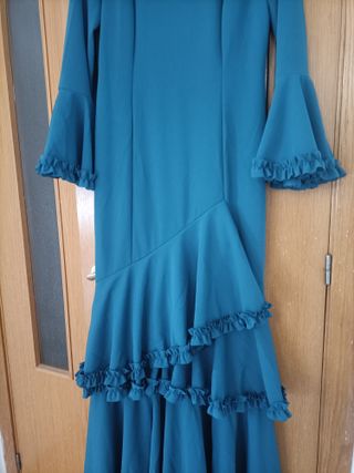 Traje Flamenca elástico Azul Petróleo