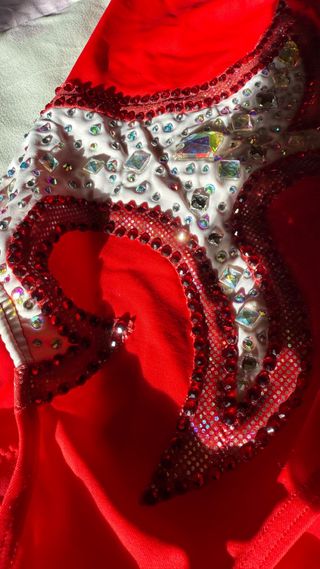 Maillot Gimnasia Rítmica Rojo y Blanco