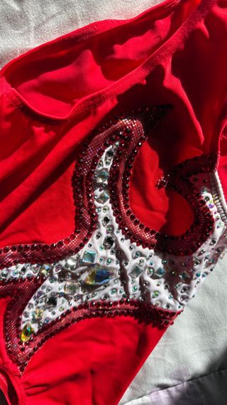 Maillot Gimnasia Rítmica Rojo y Blanco