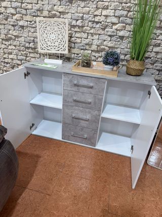 Recibidor moderno piedra y blanco