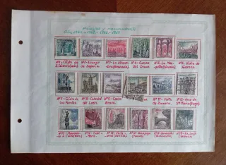 5 HOJAS CON 72 SELLOS AÑOS 60: CASTILLOS, PINTURAS