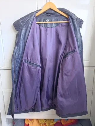 Chaqueta de cuero auténtico morada