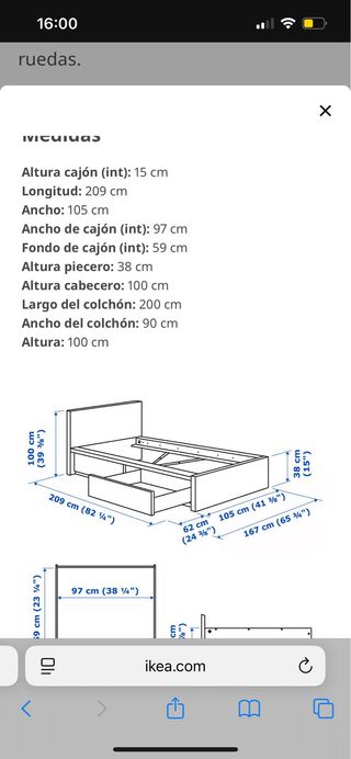 Estructura Cama blanca con 2 cajones