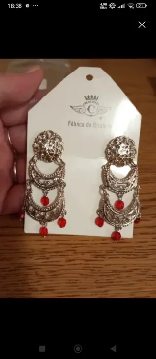 Pendientes largos vintage plateados