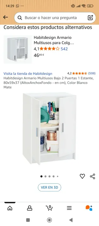 Habitdesign Armario Multiusos Bajo 2 Puertas