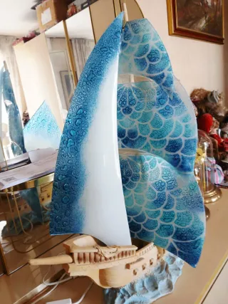 Lampade da comodino in vetro di murano e marmo