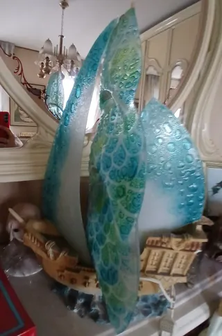 Lampade da comodino in vetro di murano e marmo
