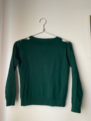 Jersey de rombos verde y beige