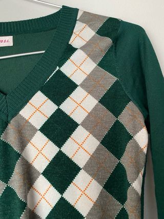 Jersey de rombos verde y beige