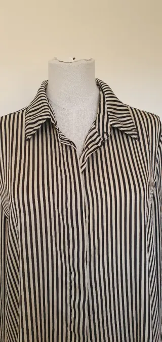 Camicia a righe beige  e nere