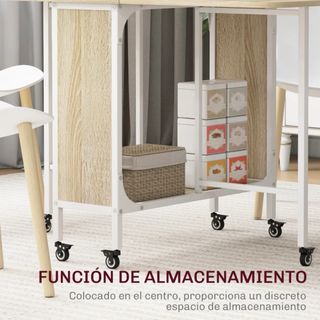 Mesa Cocina Plegable Ruedas Alas Abatibles