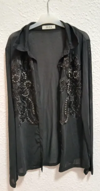 Camisa Negra Transparente Zeza M con transparencia