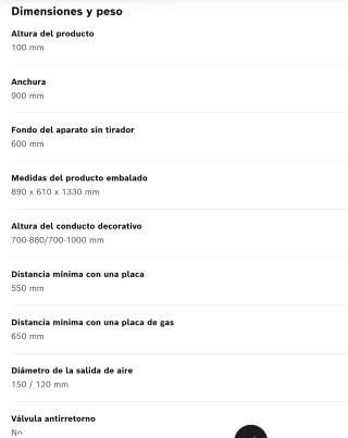 Campana extractora de acero inoxidable