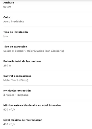 Campana extractora de acero inoxidable