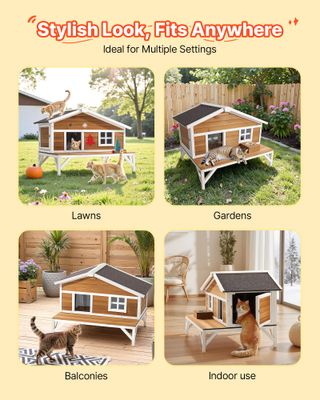 Cuccia per Gatti Isolata Rifugio Rialzato in Legno