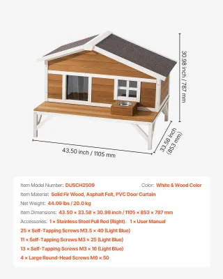 Cuccia per Gatti Isolata Rifugio Rialzato in Legno