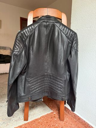 Cazadora cuero auténtico Mango negra