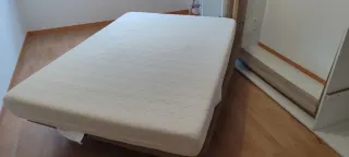 Base tapizada marrón 135x190cm y colchón