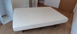 Base tapizada marrón 135x190cm y colchón