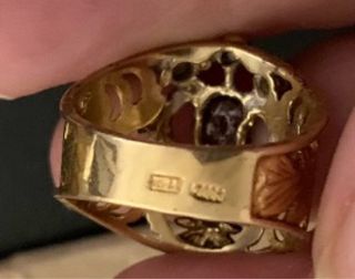 Anillo Isabelino Oro con Rubí y Topacio.