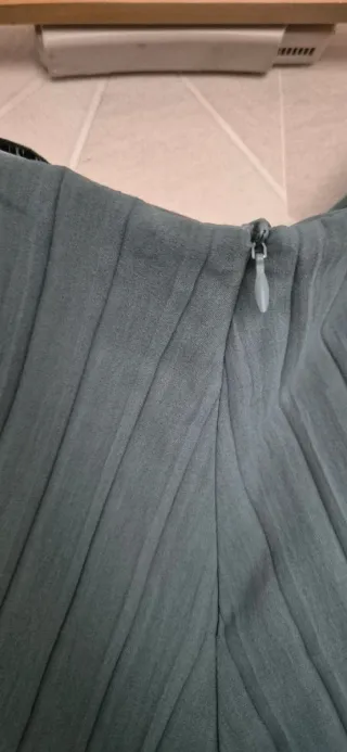 Pantalón Plisado Zara Verde Azulado