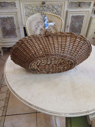 Cestino vimini vintage con fodera a quadri